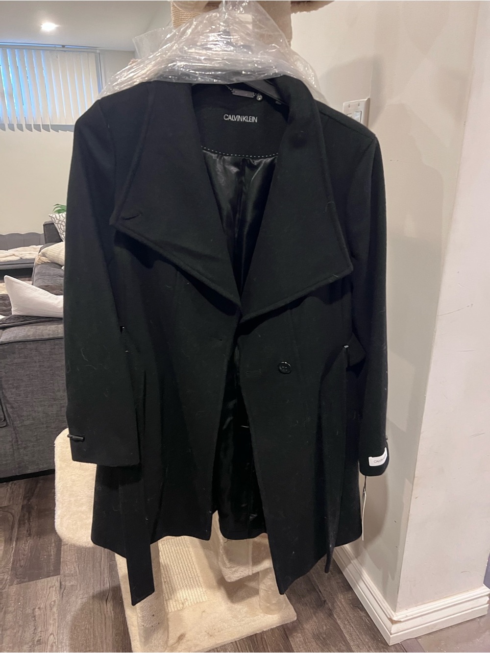 Calvin Klein Black Single-Breasted Trench Coat